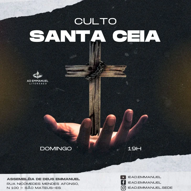 Culto Santa Ceia Domingo | Culto de Ceia | Arte para Igreja Editável no Canva | Feed Culto Santa Ceia Domingo | Culto de Ceia | Arte para Igreja Editável no Canva | Feed