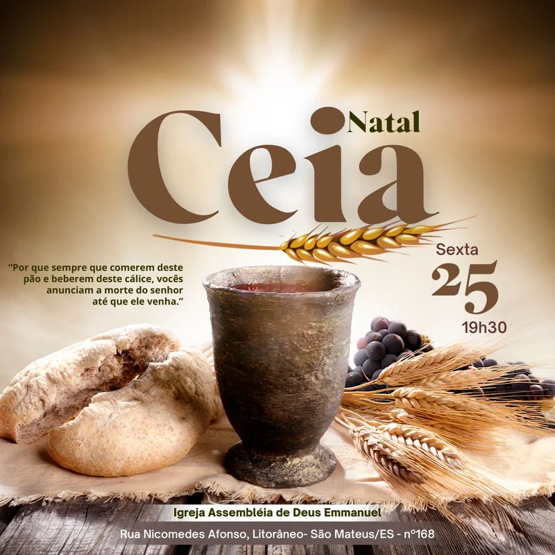 Culto Ceia de Natal | Culto de Ceia | Arte para Igreja Editável no Canva | Feed Culto Ceia de Natal | Culto de Ceia | Arte para Igreja Editável no Canva | Feed