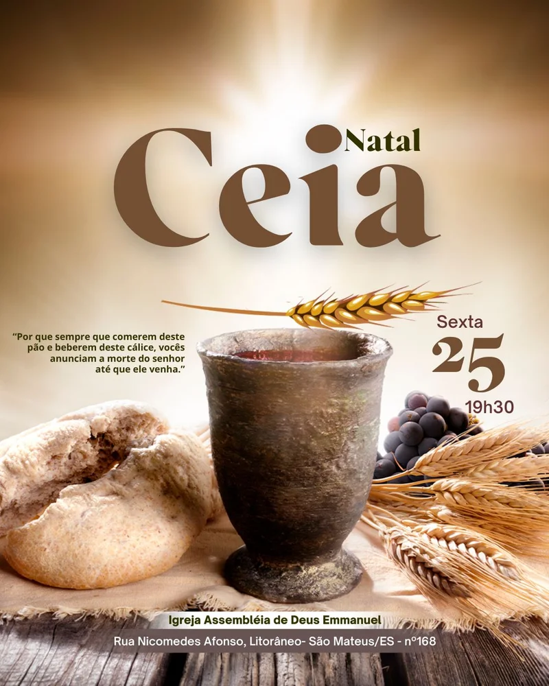 Culto Ceia de Natal | Culto de Ceia | Arte para Igreja Editável no Canva | Cartaz Culto Ceia de Natal | Culto de Ceia | Arte para Igreja Editável no Canva | Cartaz