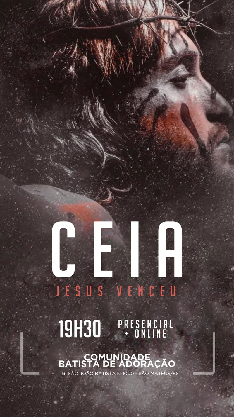 Ceia Jesus Venceu | Culto de Ceia | Arte para Igreja Editável no Canva | Story Ceia Jesus Venceu | Culto de Ceia | Arte para Igreja Editável no Canva | Story
