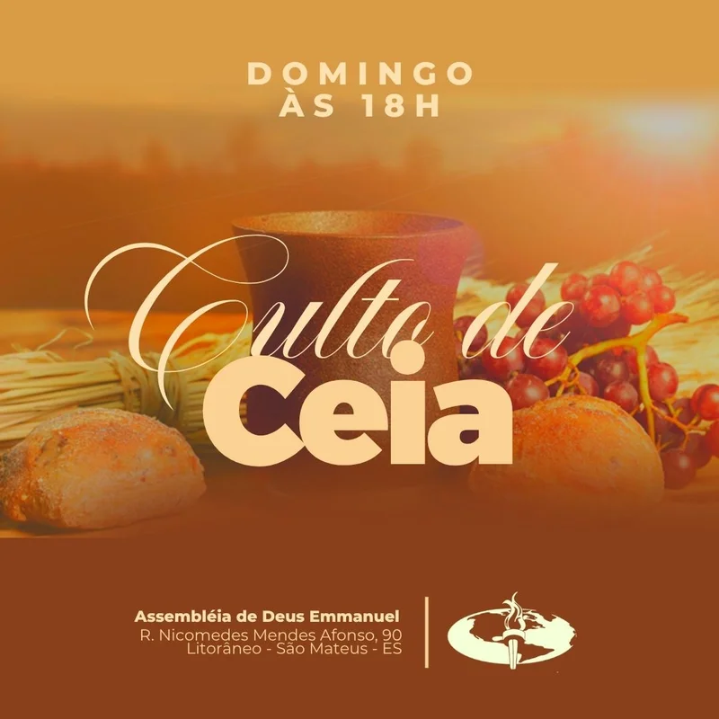 Culto de Santa Ceia Assembleia de Deus | Culto de Ceia | Arte para Igreja Editável no Canva | Feed Culto de Santa Ceia Assembleia de Deus | Culto de Ceia | Arte para Igreja Editável no Canva | Feed
