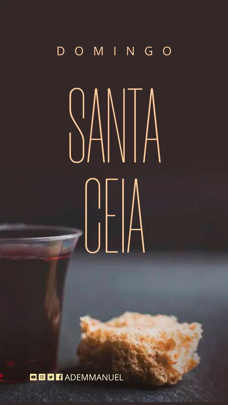 Culto Santa Ceia Domingo | Culto de Ceia | Arte para Igreja Editável no Canva | Story Culto Santa Ceia Domingo | Culto de Ceia | Arte para Igreja Editável no Canva | Story