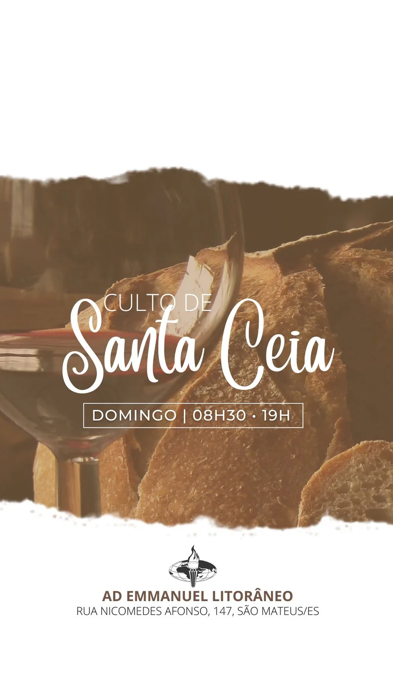 Culto Santa Ceia Domingo | Culto de Ceia | Arte para Igreja Editável no Canva | Story Culto Santa Ceia Domingo | Culto de Ceia | Arte para Igreja Editável no Canva | Story
