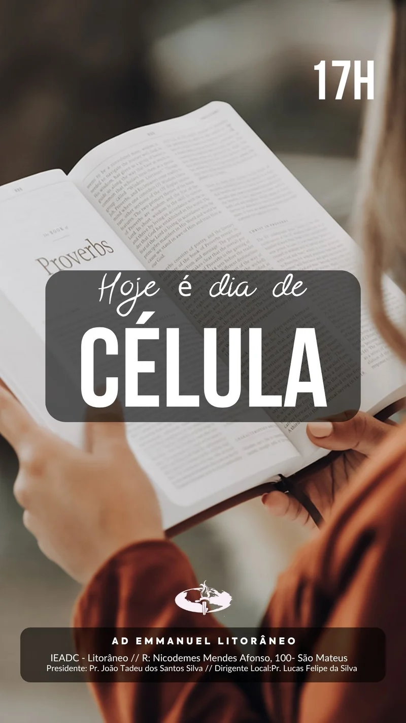 Hoje é Dia de Célula | Culto de Célula | Arte para Igreja Editável no Canva | Story Hoje é Dia de Célula | Culto de Célula | Arte para Igreja Editável no Canva | Story