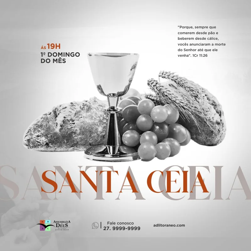 Santa Ceia: Comunhão com Cristo e Renovação da Aliança! | Culto de Ceia | Arte para Igreja Editável no Canva | Feed Santa Ceia: Comunhão com Cristo e Renovação da Aliança! | Culto de Ceia | Arte para Igreja Editável no Canva | Feed