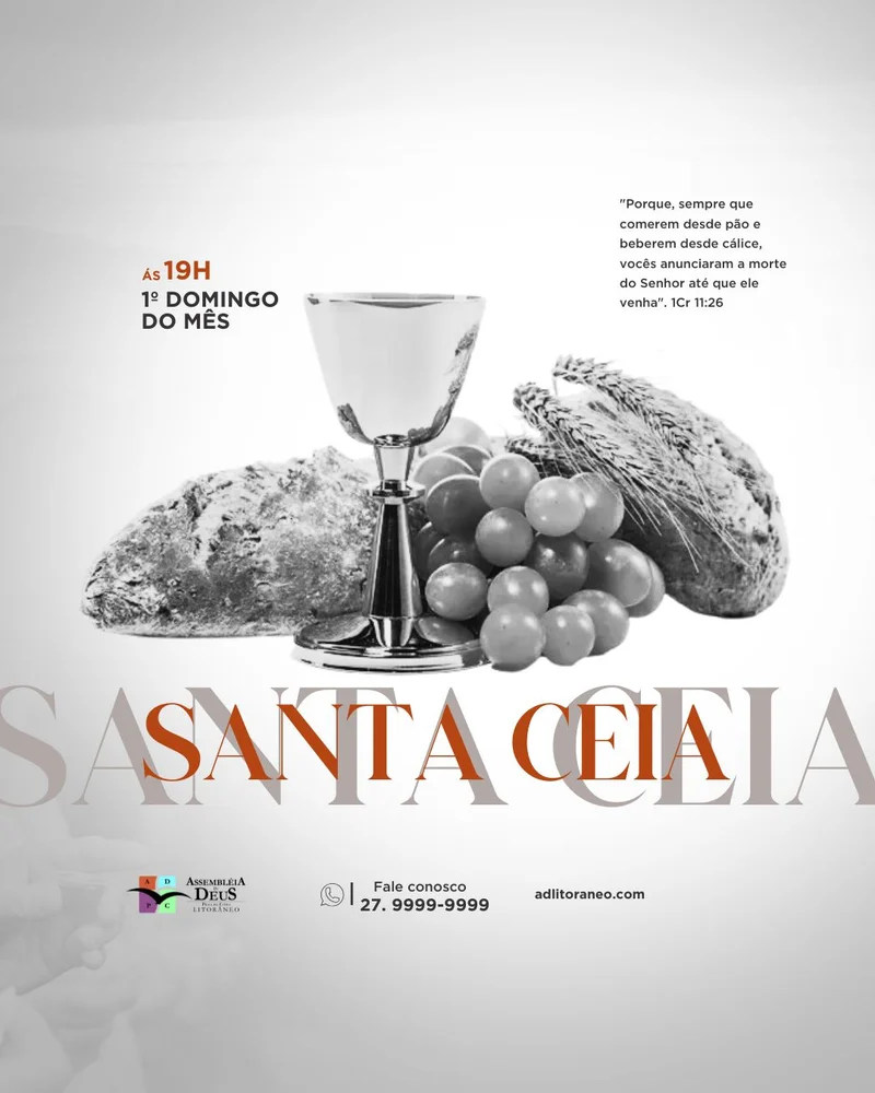 Santa Ceia: Comunhão com Cristo e Renovação da Aliança! | Culto de Ceia | Arte para Igreja Editável no Canva | Cartaz Santa Ceia: Comunhão com Cristo e Renovação da Aliança! | Culto de Ceia | Arte para Igreja Editável no Canva | Cartaz