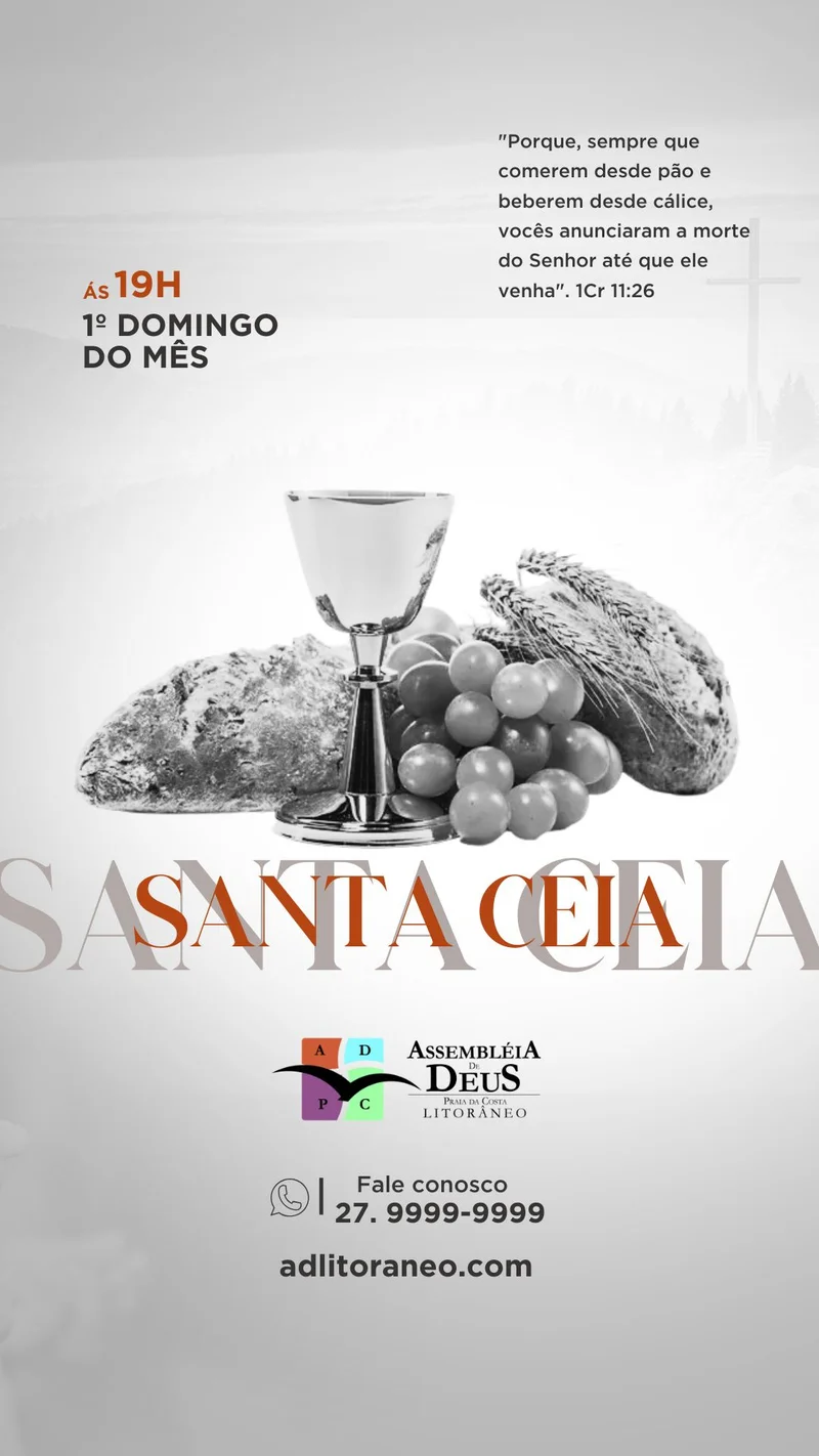 Santa Ceia: Comunhão com Cristo e Renovação da Aliança! | Culto de Ceia | Arte para Igreja Editável no Canva | Story Santa Ceia: Comunhão com Cristo e Renovação da Aliança! | Culto de Ceia | Arte para Igreja Editável no Canva | Story