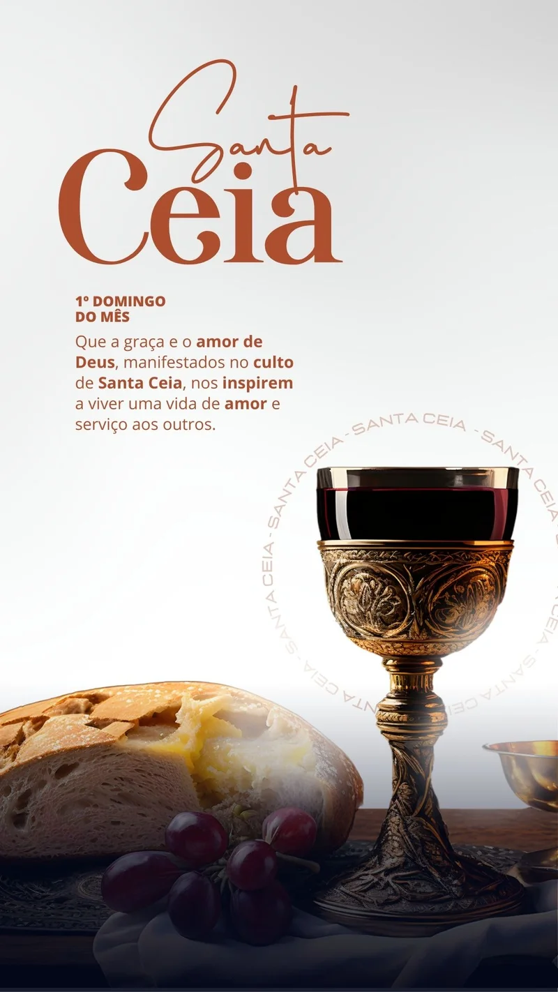 Santa Ceia: Lembre-se do Sacrifício e Renove sua Fé HOJE! | Culto de Ceia | Arte para Igreja Editável no Canva | Story Santa Ceia: Lembre-se do Sacrifício e Renove sua Fé HOJE! | Culto de Ceia | Arte para Igreja Editável no Canva | Story