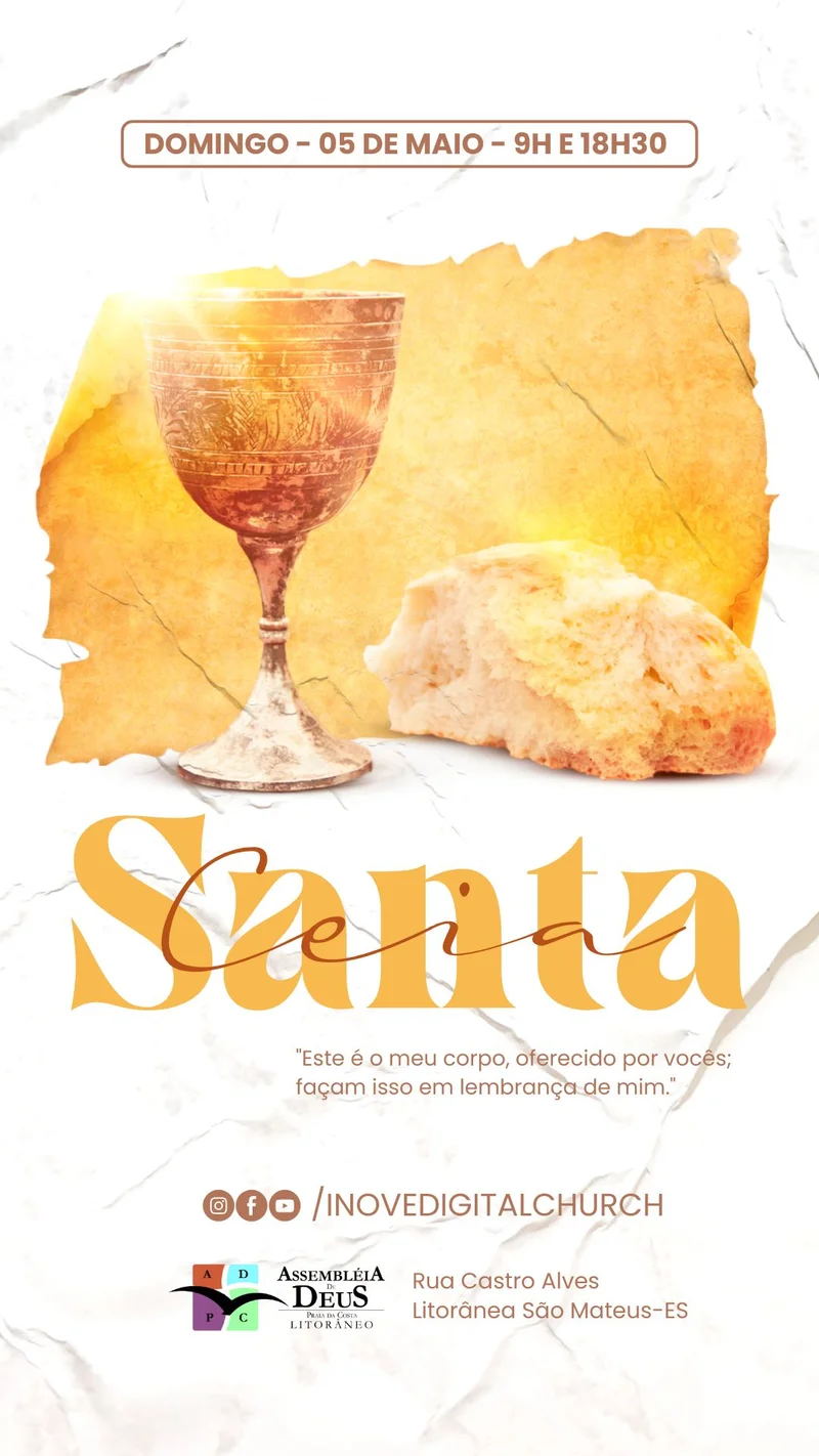 Santa Ceia do Senhor: Celebre a Redenção e Vida Eterna! | Culto de Ceia | Arte para Igreja Editável no Canva | Story Santa Ceia do Senhor: Celebre a Redenção e Vida Eterna! | Culto de Ceia | Arte para Igreja Editável no Canva | Story