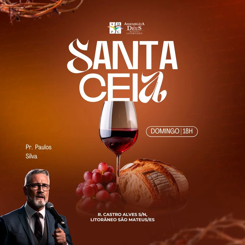 Santa Ceia: Comunhão com Cristo e Renovação da Aliança! | Culto de Ceia | Arte para Igreja Editável no Canva | Feed Santa Ceia: Comunhão com Cristo e Renovação da Aliança! | Culto de Ceia | Arte para Igreja Editável no Canva | Feed