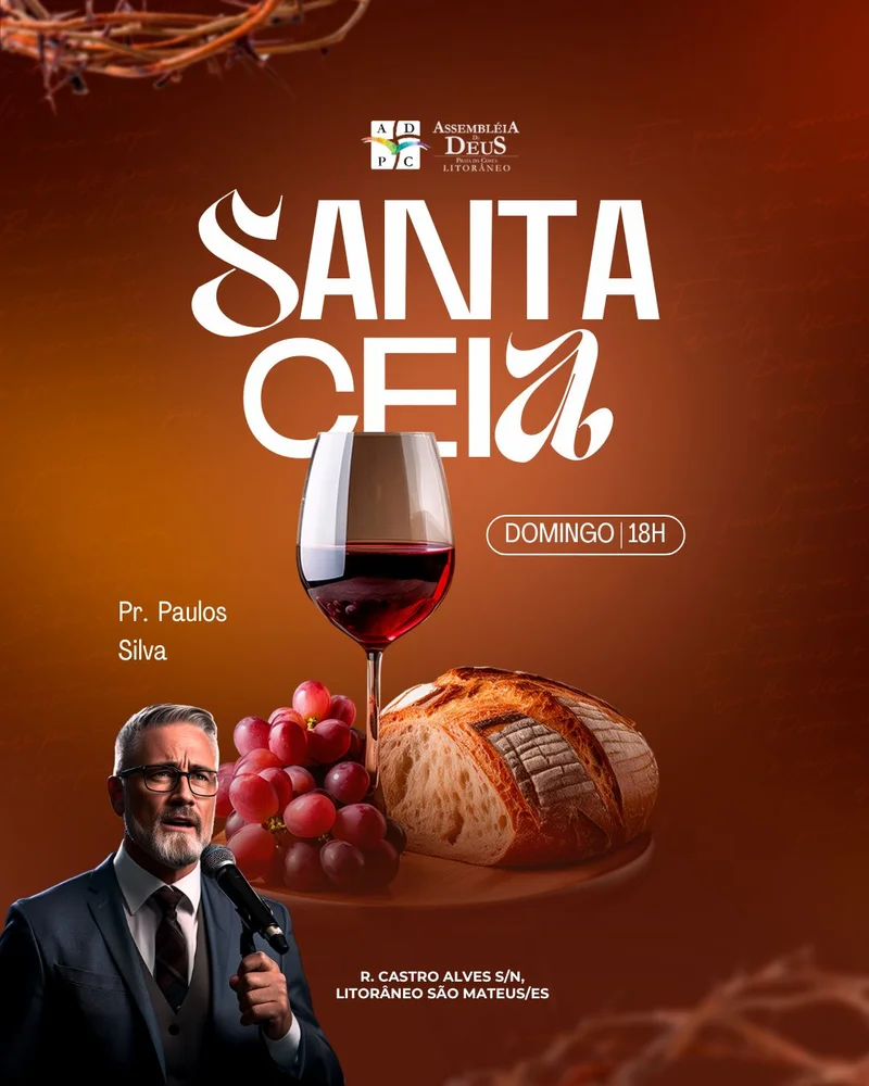 Santa Ceia: Comunhão com Cristo e Renovação da Aliança! | Culto de Ceia | Arte para Igreja Editável no Canva | Cartaz Santa Ceia: Comunhão com Cristo e Renovação da Aliança! | Culto de Ceia | Arte para Igreja Editável no Canva | Cartaz
