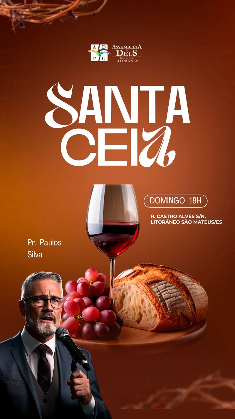 Santa Ceia: Comunhão com Cristo e Renovação da Aliança! | Culto de Ceia | Arte para Igreja Editável no Canva | Story Santa Ceia: Comunhão com Cristo e Renovação da Aliança! | Culto de Ceia | Arte para Igreja Editável no Canva | Story