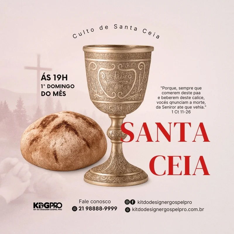 Santa Ceia: Comunhão com Cristo e Renovação da Aliança! | Culto de Ceia | Arte para Igreja Editável no Canva | Feed Santa Ceia: Comunhão com Cristo e Renovação da Aliança! | Culto de Ceia | Arte para Igreja Editável no Canva | Feed