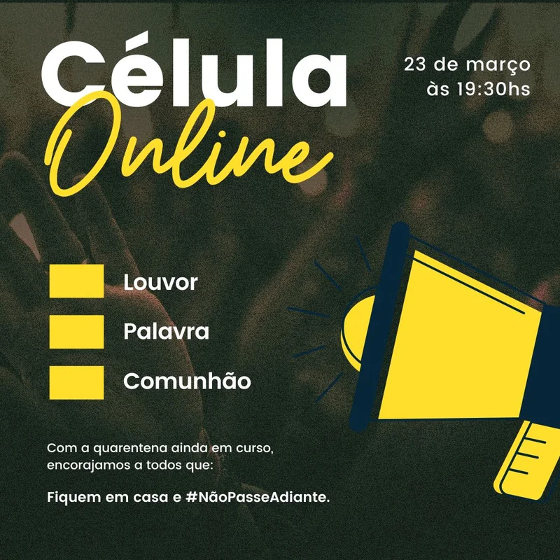 Célula Online | Culto de Célula | Arte para Igreja Editável no Canva | Feed Célula Online | Culto de Célula | Arte para Igreja Editável no Canva | Feed