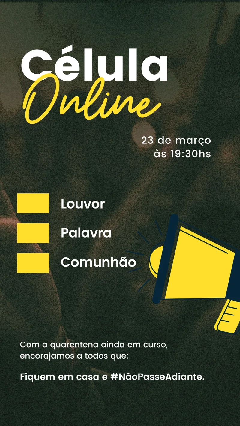 Célula Online | Culto de Célula | Arte para Igreja Editável no Canva | Story Célula Online | Culto de Célula | Arte para Igreja Editável no Canva | Story