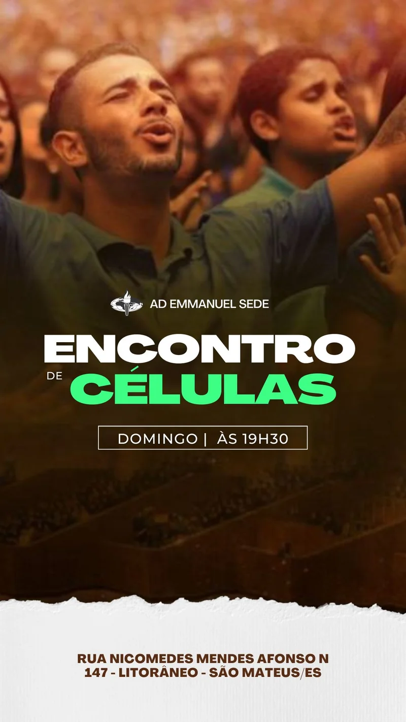 Encontro de Células | Culto de Célula | Arte para Igreja Editável no Canva | Story