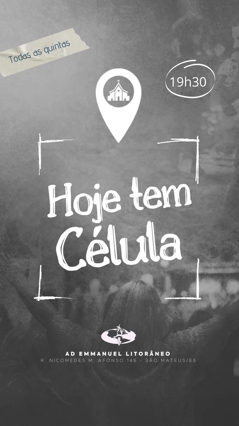 Hoje Tem Célula | Culto de Célula | Arte para Igreja Editável no Canva | Story