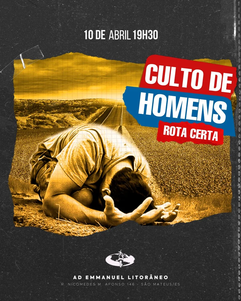 Culto de Homens | Arte para Igreja Editável no Canva | Cartaz Culto de Homens | Arte para Igreja Editável no Canva | Cartaz