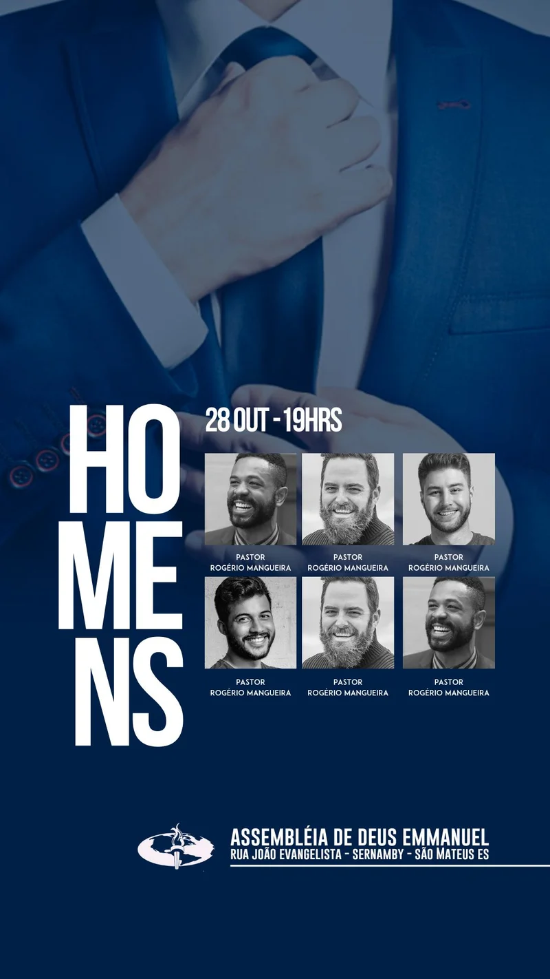 Culto de Homens – Assembleia de Deus Emmanuel | Culto de Homens | Arte para Igreja Editável no Canva | Story Culto de Homens – Assembleia de Deus Emmanuel | Culto de Homens | Arte para Igreja Editável no Canva | Story
