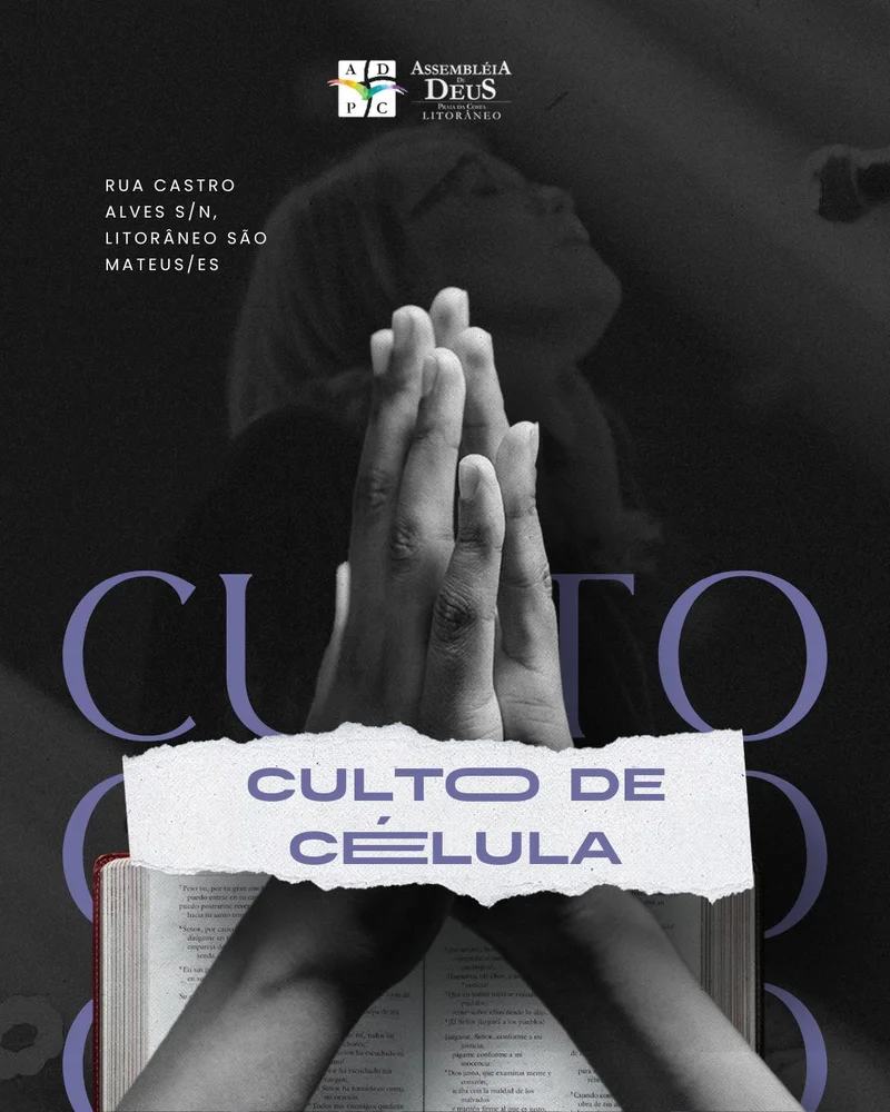 Culto da Célula HOJE: Palavra da Noite e Comunhão Transformadora! | Culto de Célula | Arte para Igreja Editável no Canva | Cartaz