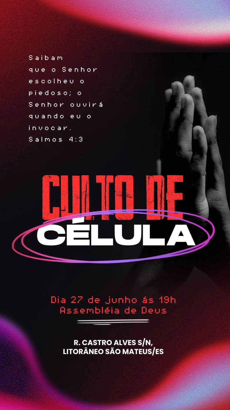 Culto de Célula: Fortalecendo Laços e a Palavra de Deus! | Culto de Célula | Arte para Igreja Editável no Canva | Story Culto de Célula: Fortalecendo Laços e a Palavra de Deus! | Culto de Célula | Arte para Igreja Editável no Canva | Story