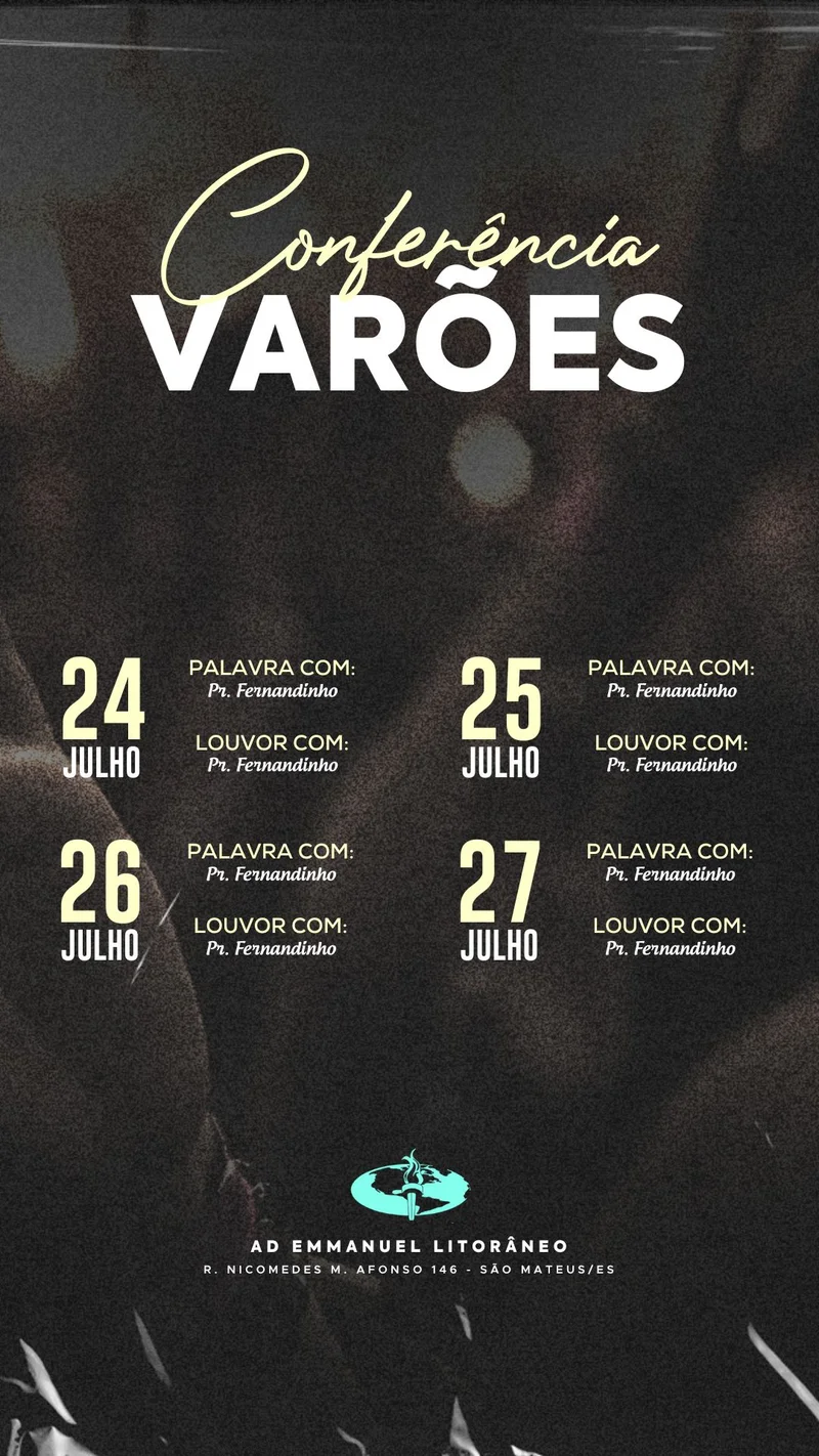 Conferência de Varões | Culto de Homens | Arte para Igreja Editável no Canva | Story Conferência de Varões | Culto de Homens | Arte para Igreja Editável no Canva | Story