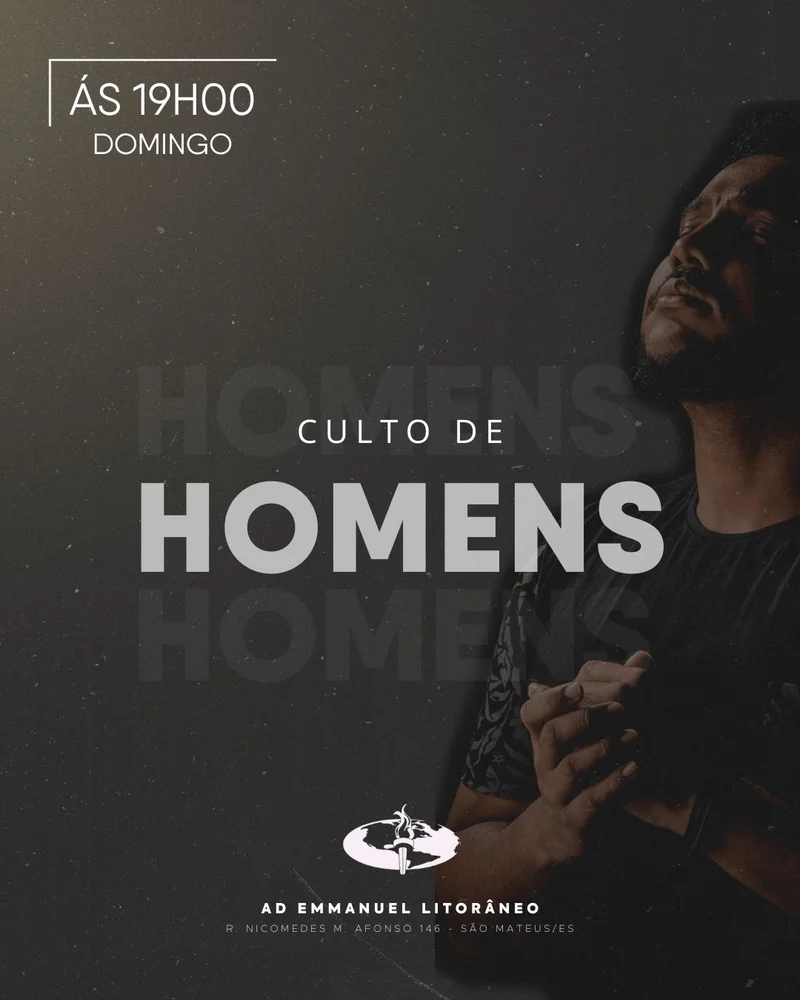 Culto de Homens – ADM Emmanuel | Culto de Homens | Arte para Igreja Editável no Canva | Cartaz Culto de Homens – ADM Emmanuel | Culto de Homens | Arte para Igreja Editável no Canva | Cartaz