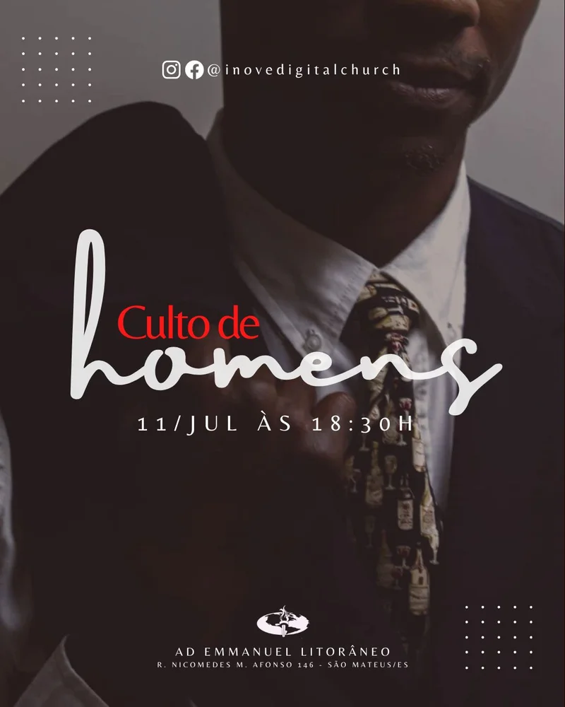 Culto de Homens Ad Emmanuel | Culto de Homens | Arte para Igreja Editável no Canva | Cartaz Culto de Homens Ad Emmanuel | Culto de Homens | Arte para Igreja Editável no Canva | Cartaz