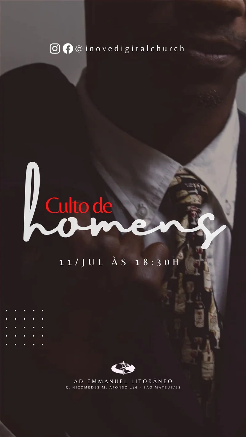 Culto de Homens Ad Emmanuel | Culto de Homens | Arte para Igreja Editável no Canva | Story Culto de Homens Ad Emmanuel | Culto de Homens | Arte para Igreja Editável no Canva | Story