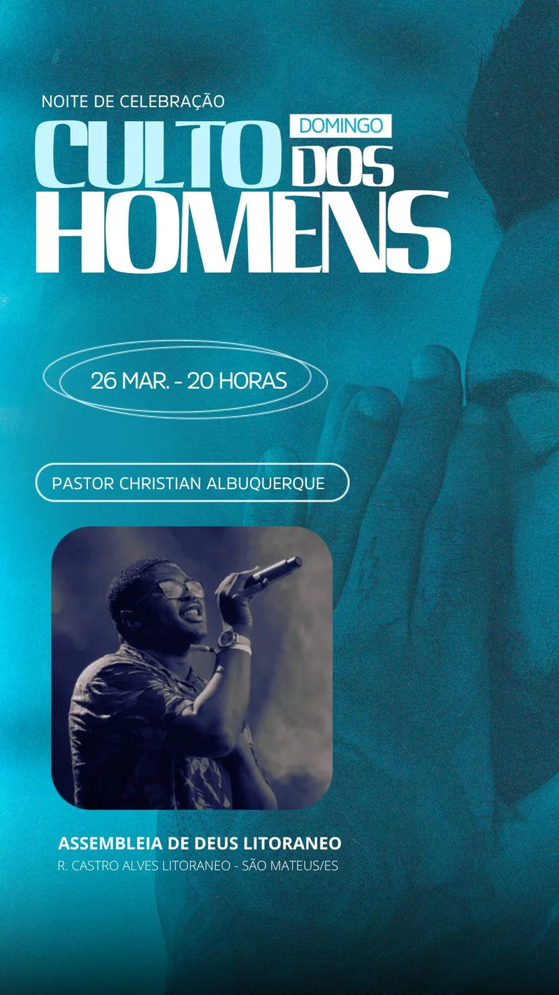 Culto dos Homens: Força, Fé e Propósito em Cristo! | Culto de Homens | Arte para Igreja Editável no Canva | Story Culto dos Homens: Força, Fé e Propósito em Cristo! | Culto de Homens | Arte para Igreja Editável no Canva | Story