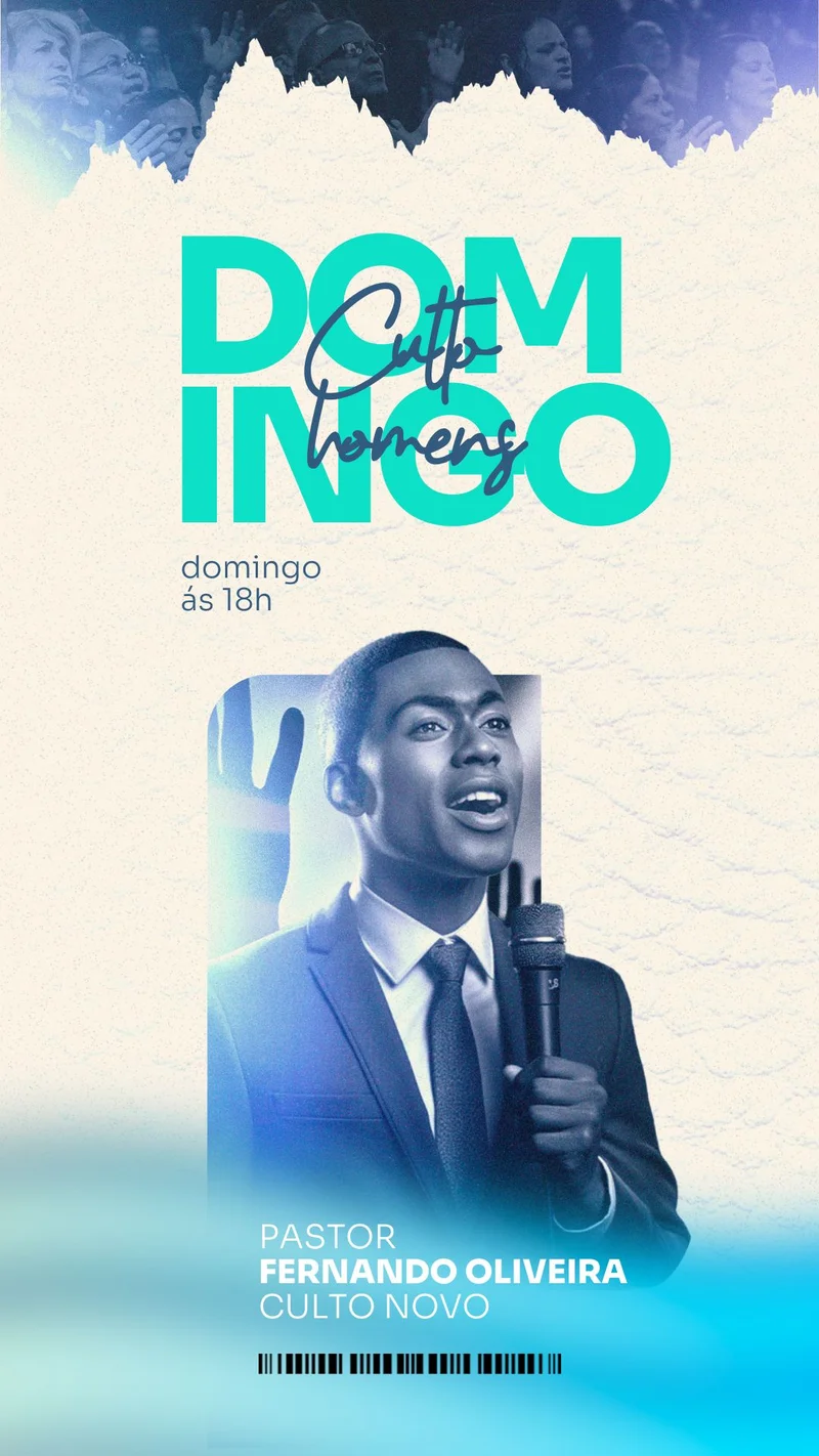 Culto de Homens Domingo: Força e Propósito em Sua Fé! | Culto de Homens | Arte para Igreja Editável no Canva | Story