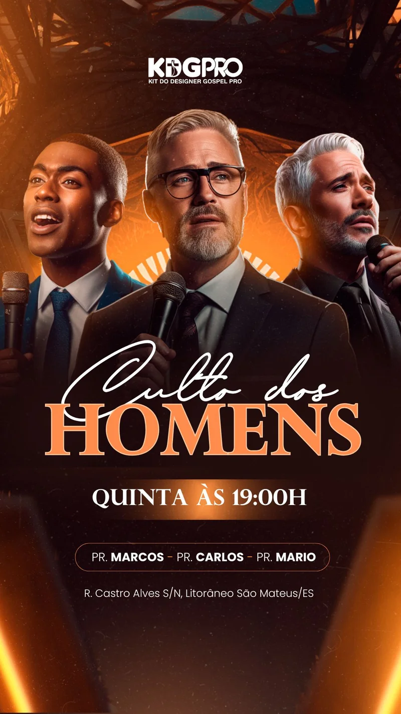 Culto dos Homens HOJE: Desafie-se a Viver a Fé Plena! | Culto de Homens | Arte para Igreja Editável no Canva | Story Culto dos Homens HOJE: Desafie-se a Viver a Fé Plena! | Culto de Homens | Arte para Igreja Editável no Canva | Story
