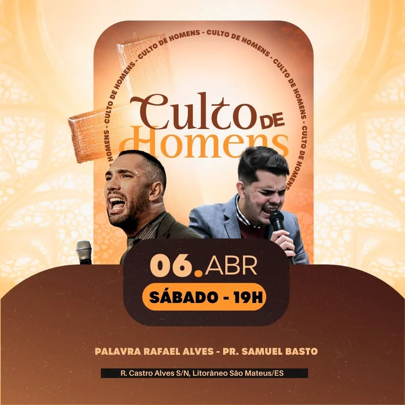 Culto de Homens: Edificando Vidas e Liderança! | Culto de Homens | Arte para Igreja Editável no Canva | Feed