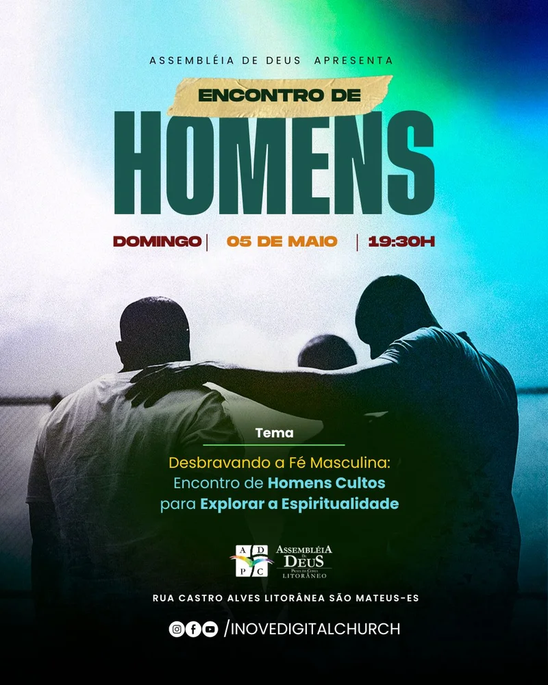 Culto Encontro de Homens – Fortalecendo a Fé e o Propósito | Culto de Homens | Arte para Igreja Editável no Canva | Cartaz Culto Encontro de Homens – Fortalecendo a Fé e o Propósito | Culto de Homens | Arte para Igreja Editável no Canva | Cartaz