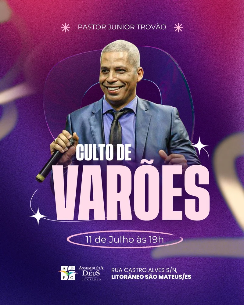 Mídias para Igreja – Culto de Varões | Culto de Homens | Arte para Igreja Editável no Canva | Cartaz