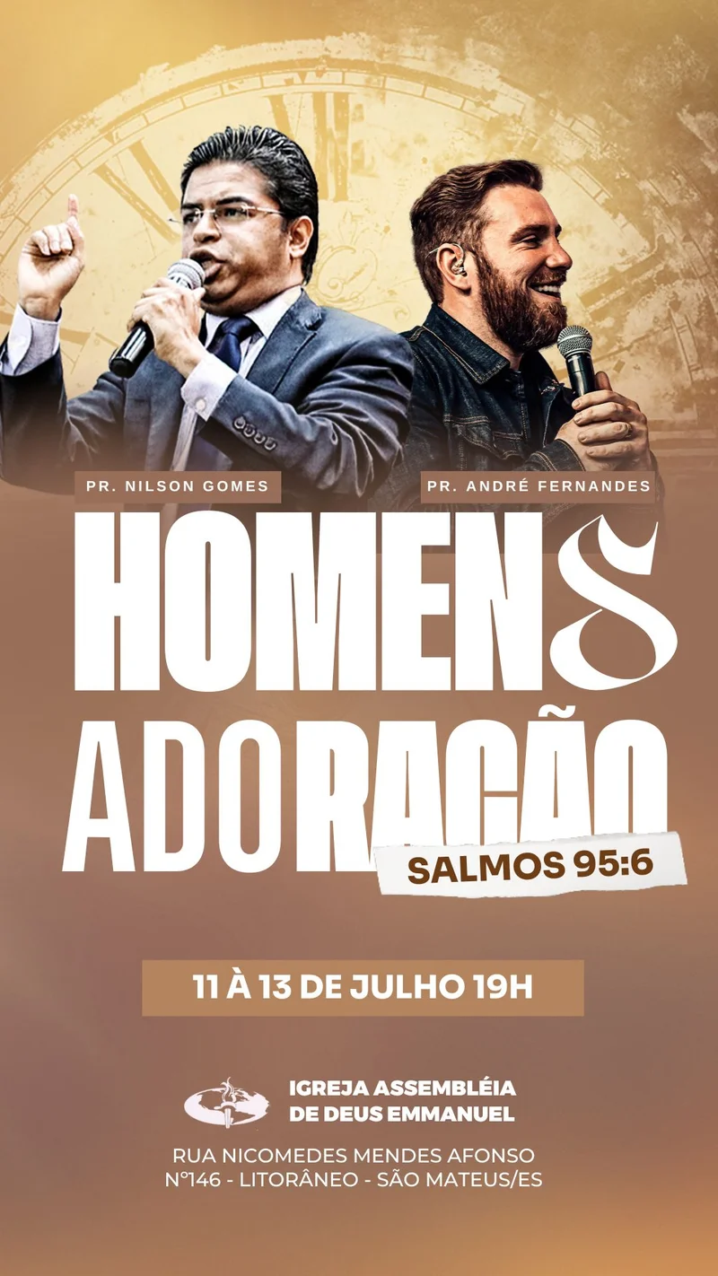 Homens em Adoração – Edificação e Unidade Masculina | Culto de Homens | Arte para Igreja Editável no Canva | Story