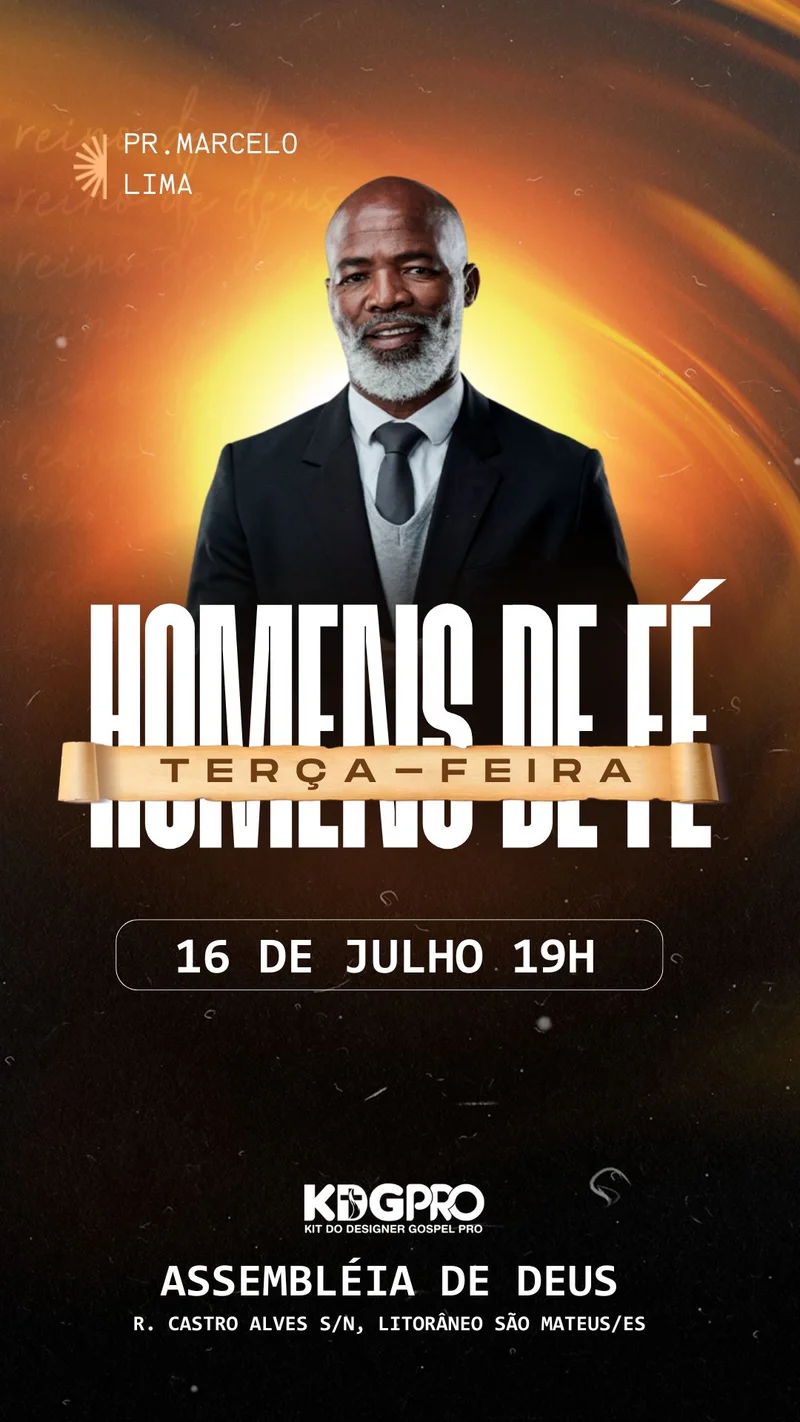 Homens em Adoração | Culto de Homens | Arte para Igreja Editável no Canva | Story