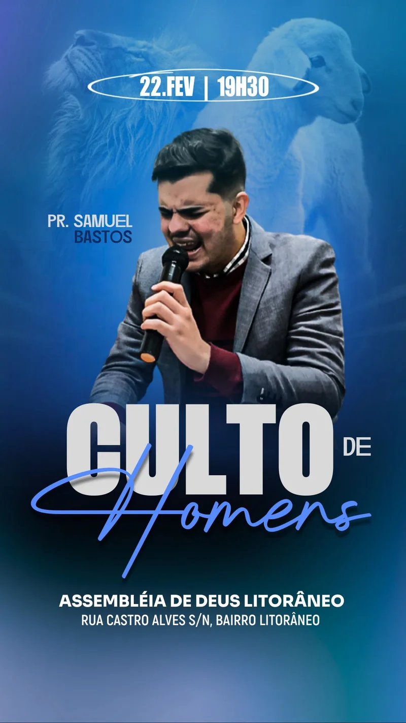 Culto de Homens | Arte para Igreja Editável no Canva | Story