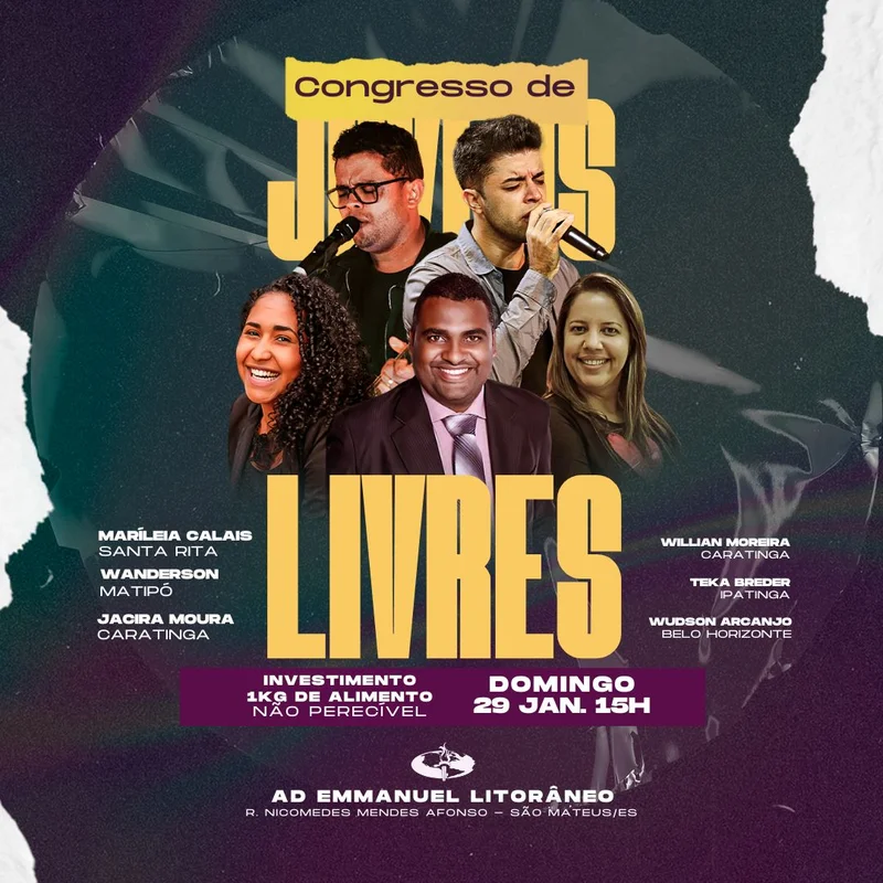 Congresso de Jovens – Livres | Culto de Jovens | Arte para Igreja Editável no Canva | Feed Congresso de Jovens – Livres | Culto de Jovens | Arte para Igreja Editável no Canva | Feed