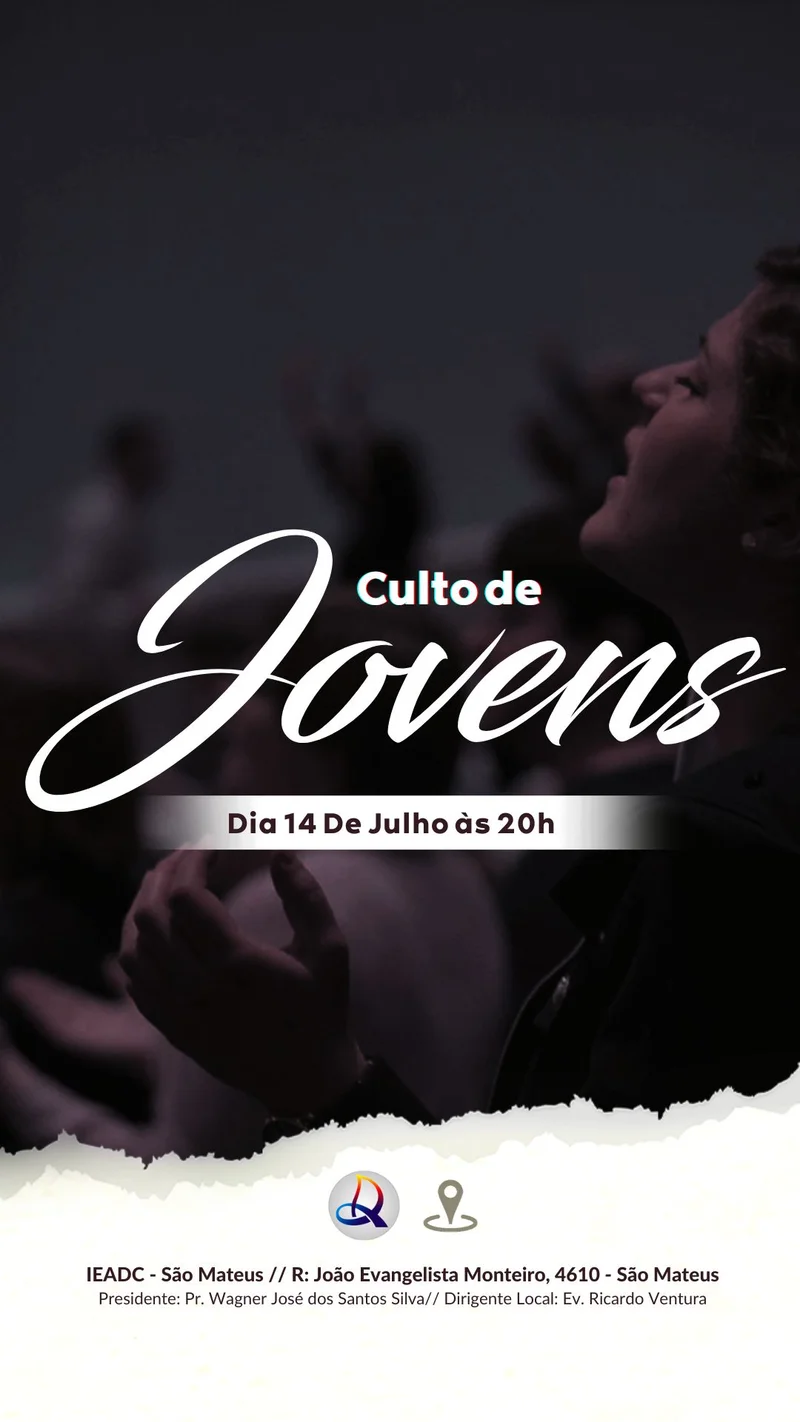 Culto de Jovens | Arte para Igreja Editável no Canva | Story Culto de Jovens | Arte para Igreja Editável no Canva | Story