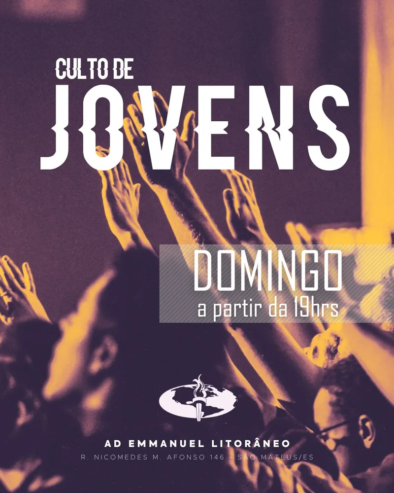 Culto de Jovens – Domingo | Culto de Jovens | Arte para Igreja Editável no Canva | Cartaz Culto de Jovens – Domingo | Culto de Jovens | Arte para Igreja Editável no Canva | Cartaz
