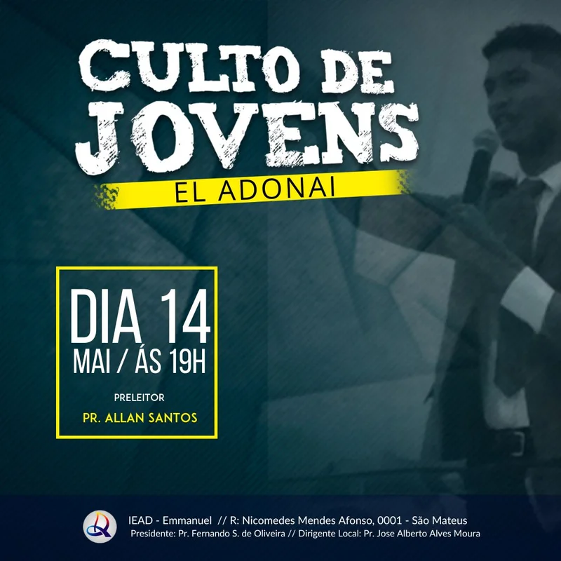 Culto de Jovens – EL Adonai | Culto de Jovens | Arte para Igreja Editável no Canva | Feed Culto de Jovens – EL Adonai | Culto de Jovens | Arte para Igreja Editável no Canva | Feed