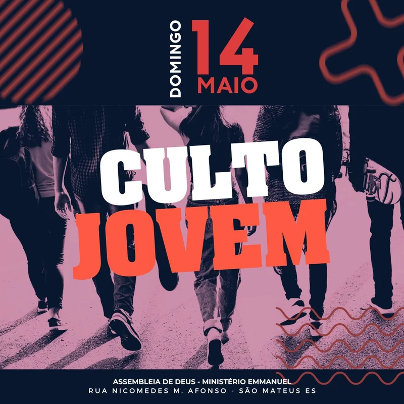 Culto Jovem – Assembleia de Deus | Culto de Jovens | Arte para Igreja Editável no Canva | Feed Culto Jovem – Assembleia de Deus | Culto de Jovens | Arte para Igreja Editável no Canva | Feed