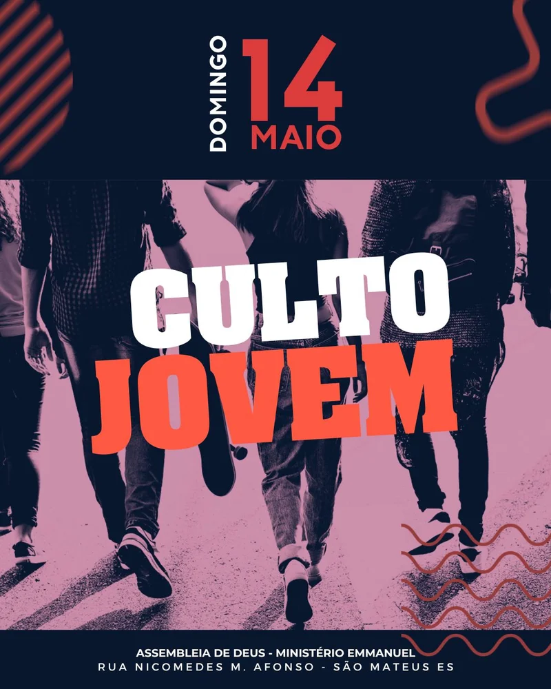 Culto Jovem – Assembleia de Deus | Culto de Jovens | Arte para Igreja Editável no Canva | Cartaz Culto Jovem – Assembleia de Deus | Culto de Jovens | Arte para Igreja Editável no Canva | Cartaz