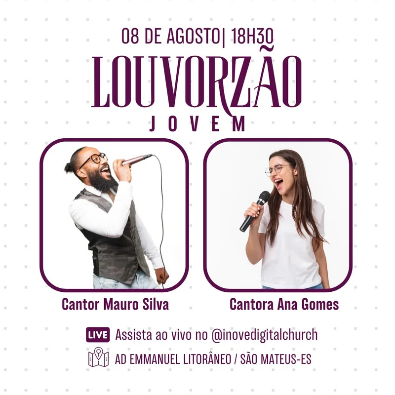 Louvorzão Jovem | Culto de Jovens | Arte para Igreja Editável no Canva | Feed Louvorzão Jovem | Culto de Jovens | Arte para Igreja Editável no Canva | Feed