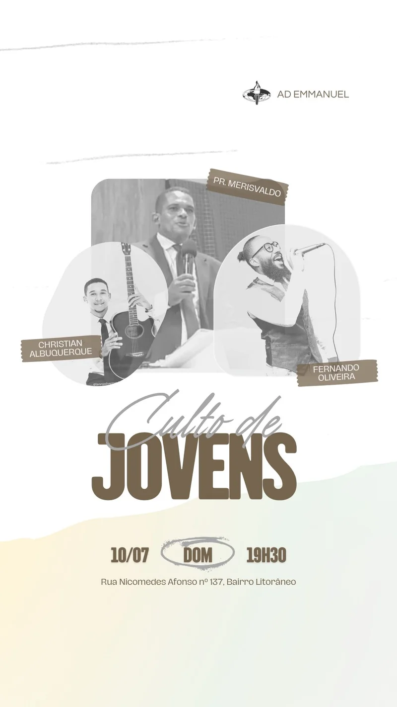 Culto de Jovens – AD Emmanuel Igrejas | Culto de Jovens | Arte para Igreja Editável no Canva | Story Culto de Jovens – AD Emmanuel Igrejas | Culto de Jovens | Arte para Igreja Editável no Canva | Story