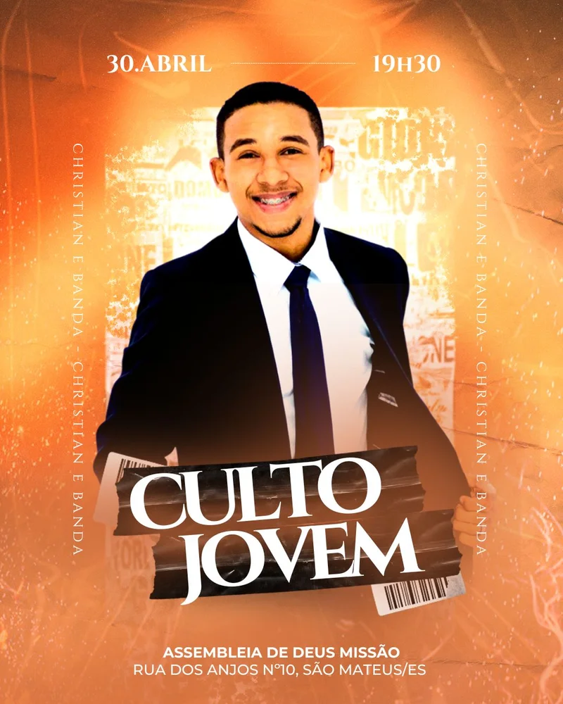 Culto de Jovens – Assembleia de Deus | Culto de Jovens | Arte para Igreja Editável no Canva | Cartaz Culto de Jovens – Assembleia de Deus | Culto de Jovens | Arte para Igreja Editável no Canva | Cartaz