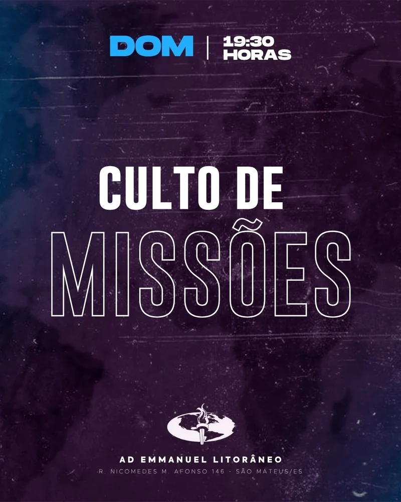 Culto de Missões – AD Emmanuel Litorâneo | Culto de Missões | Arte para Igreja Editável no Canva | Cartaz Culto de Missões – AD Emmanuel Litorâneo | Culto de Missões | Arte para Igreja Editável no Canva | Cartaz