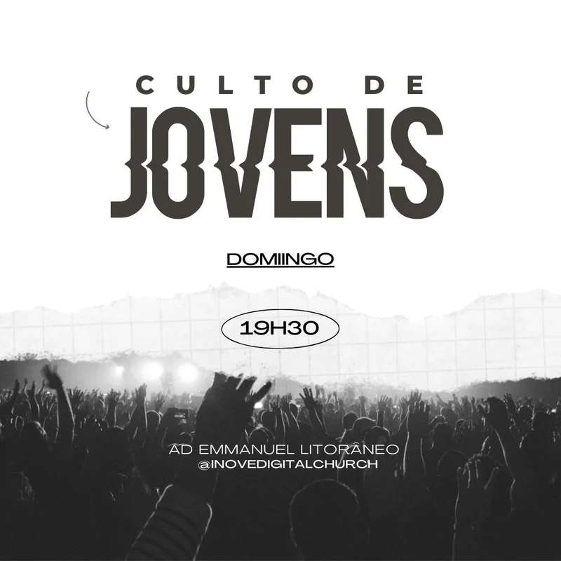 Culto de Domingo – Adoração Jovem | Culto de Jovens | Arte para Igreja Editável no Canva | Feed Culto de Domingo – Adoração Jovem | Culto de Jovens | Arte para Igreja Editável no Canva | Feed