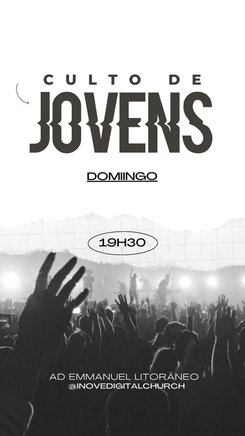 Culto de Domingo – Adoração Jovem | Culto de Jovens | Arte para Igreja Editável no Canva | Story Culto de Domingo – Adoração Jovem | Culto de Jovens | Arte para Igreja Editável no Canva | Story